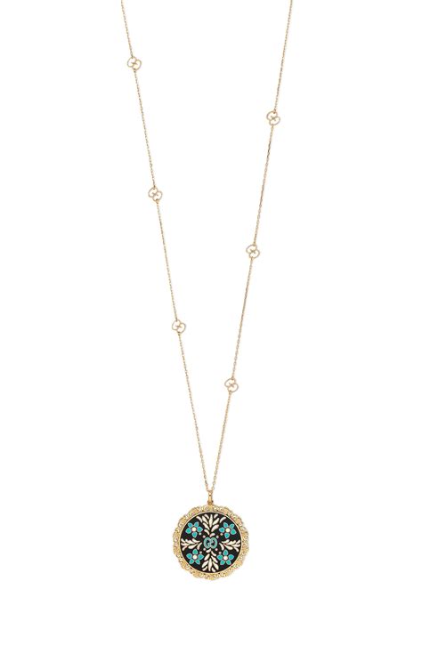 gucci icon blooms enamel pendant necklace preowned|guccighost pendant necklace in silver.